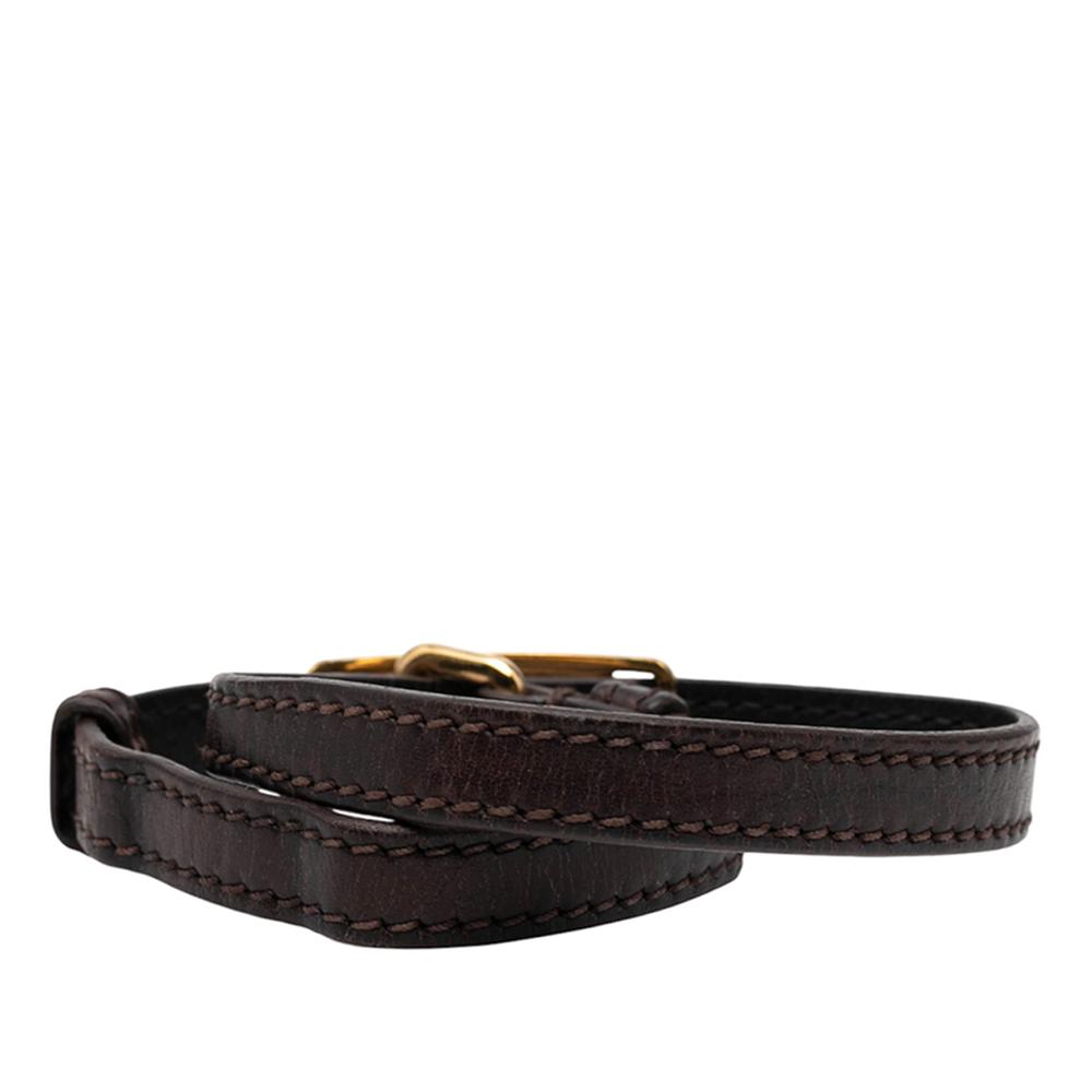 Louis Vuitton B Louis Vuitton Brown Dark Brown Calf Leather Articles de Voyage Sign It Bracelet Spain