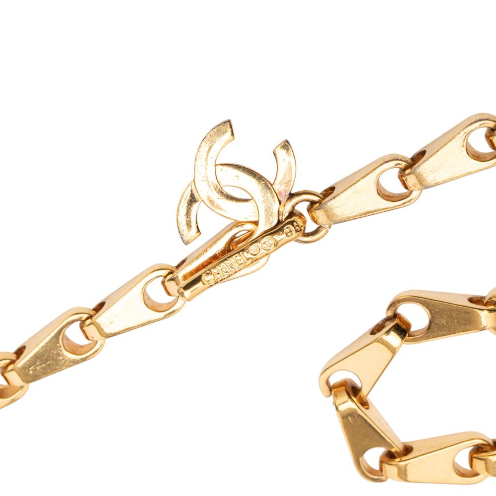 Chanel B Chanel Gold Gold Plated Metal CC Pendant Necklace France