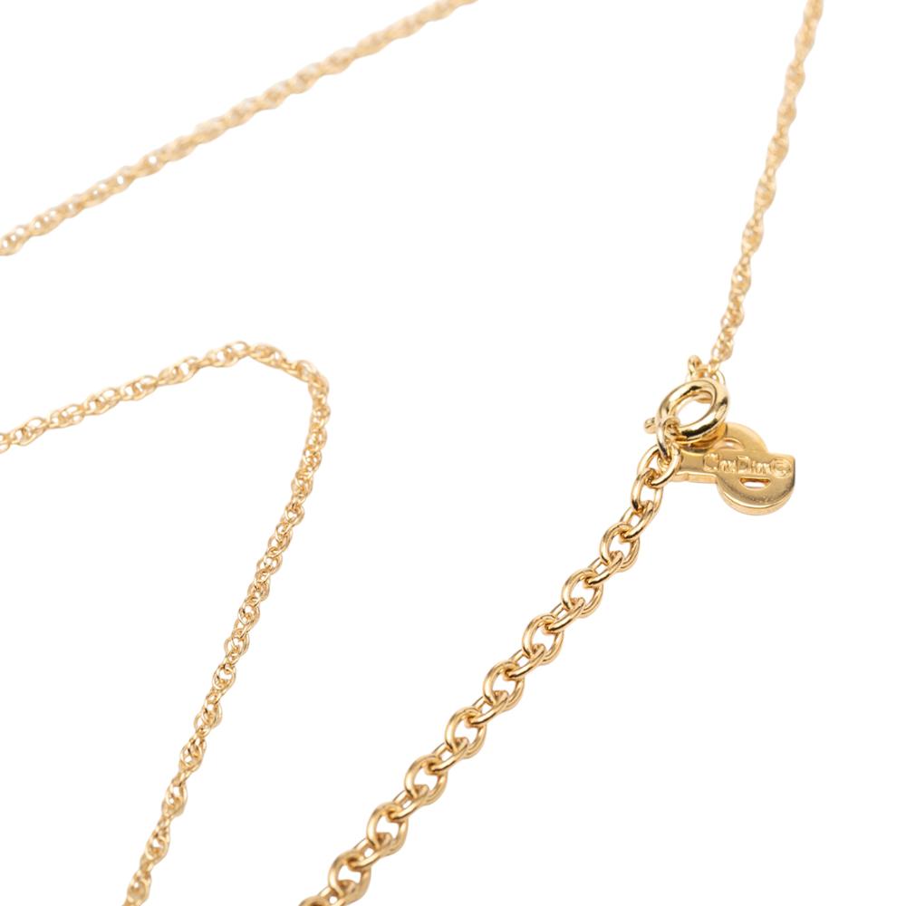 Christian Dior B Dior Gold Gold Plated Metal Rhinestone CD Logo Pendant Necklace Germany