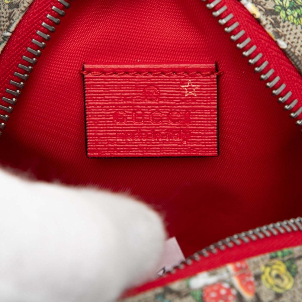 Gucci AB Gucci Brown Beige with Red Coated Canvas Fabric Yuko Higuchi Childrens GG Supreme Belt Bag Italy