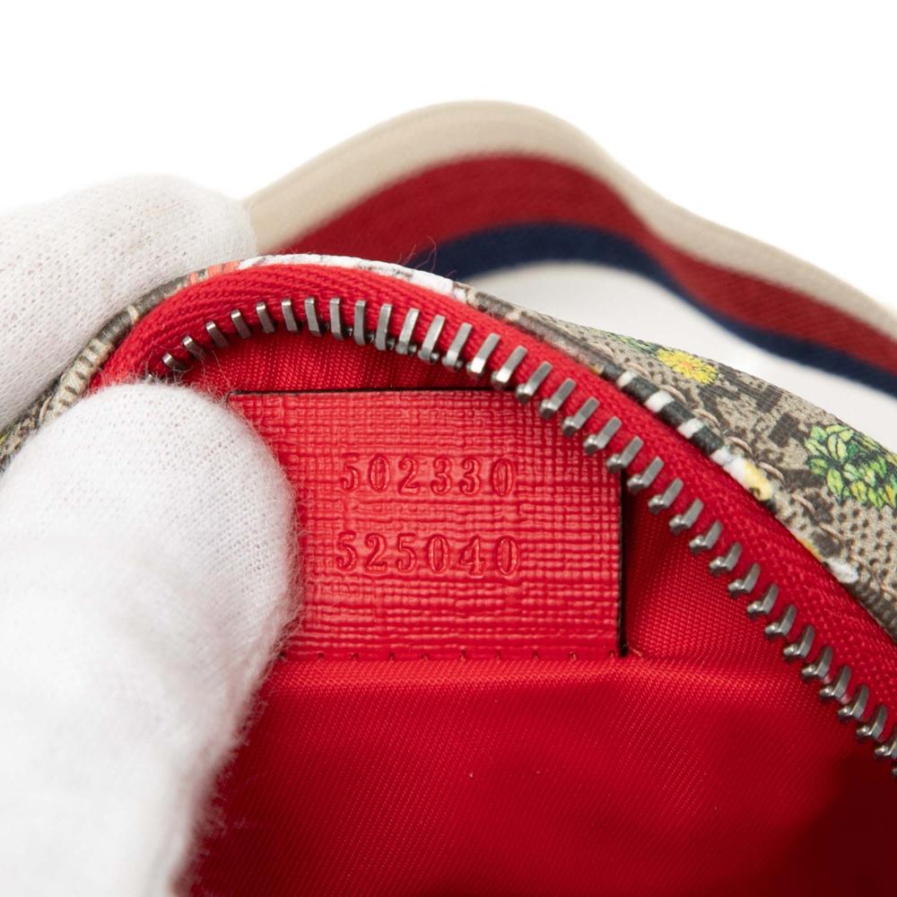 Gucci AB Gucci Brown Beige with Red Coated Canvas Fabric Yuko Higuchi Childrens GG Supreme Belt Bag Italy