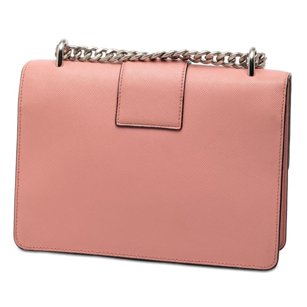Prada B Prada Pink Saffiano Leather Small Sound Lock Chain Crossbody India