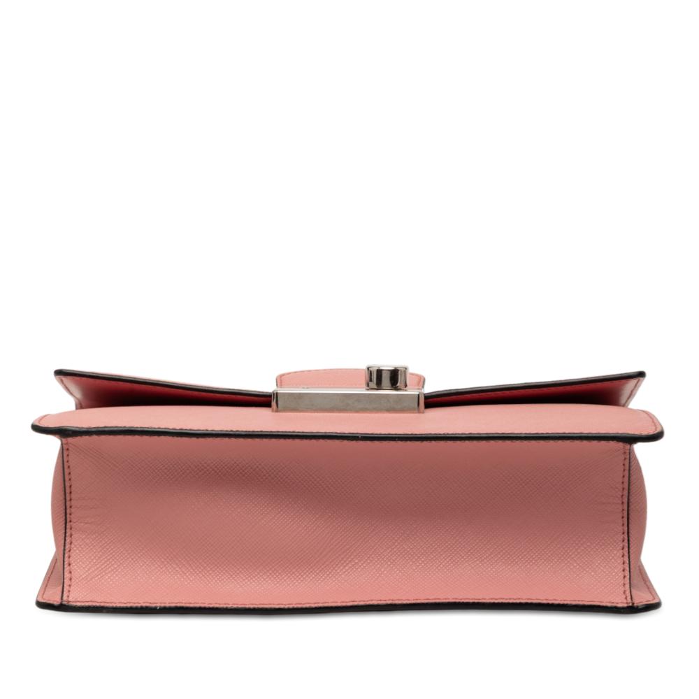 Prada B Prada Pink Saffiano Leather Small Sound Lock Chain Crossbody India