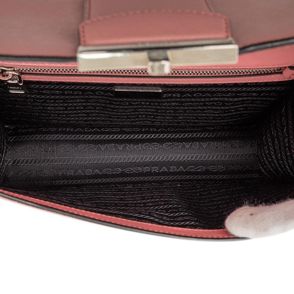 Prada B Prada Pink Saffiano Leather Small Sound Lock Chain Crossbody India