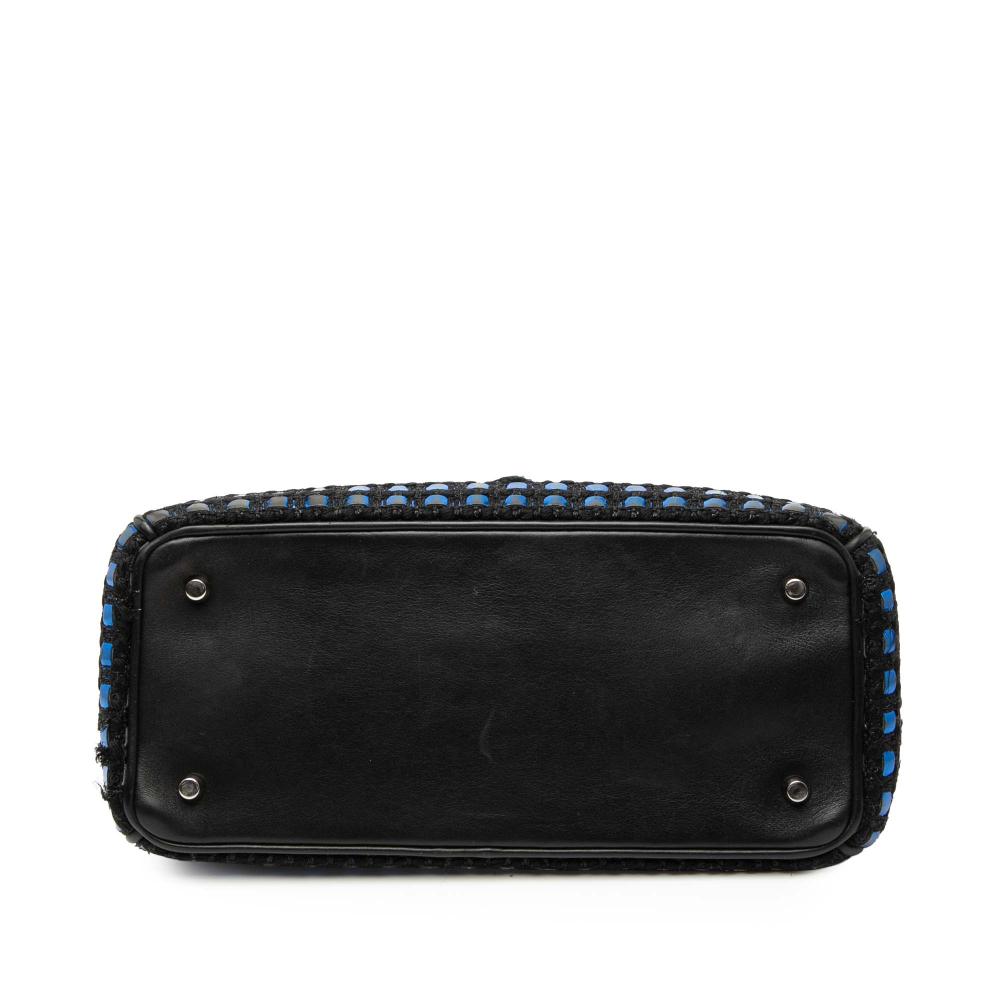 Christian Dior B Dior Blue Tweed Fabric Small Patch Diorissimo Tote Italy