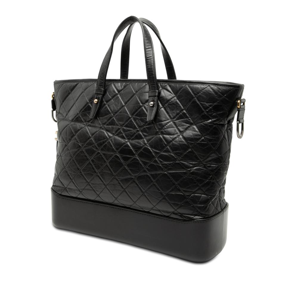 Chanel B Chanel Black Calf Leather Large Aged skin Gabrielle Shopping Tote Italy