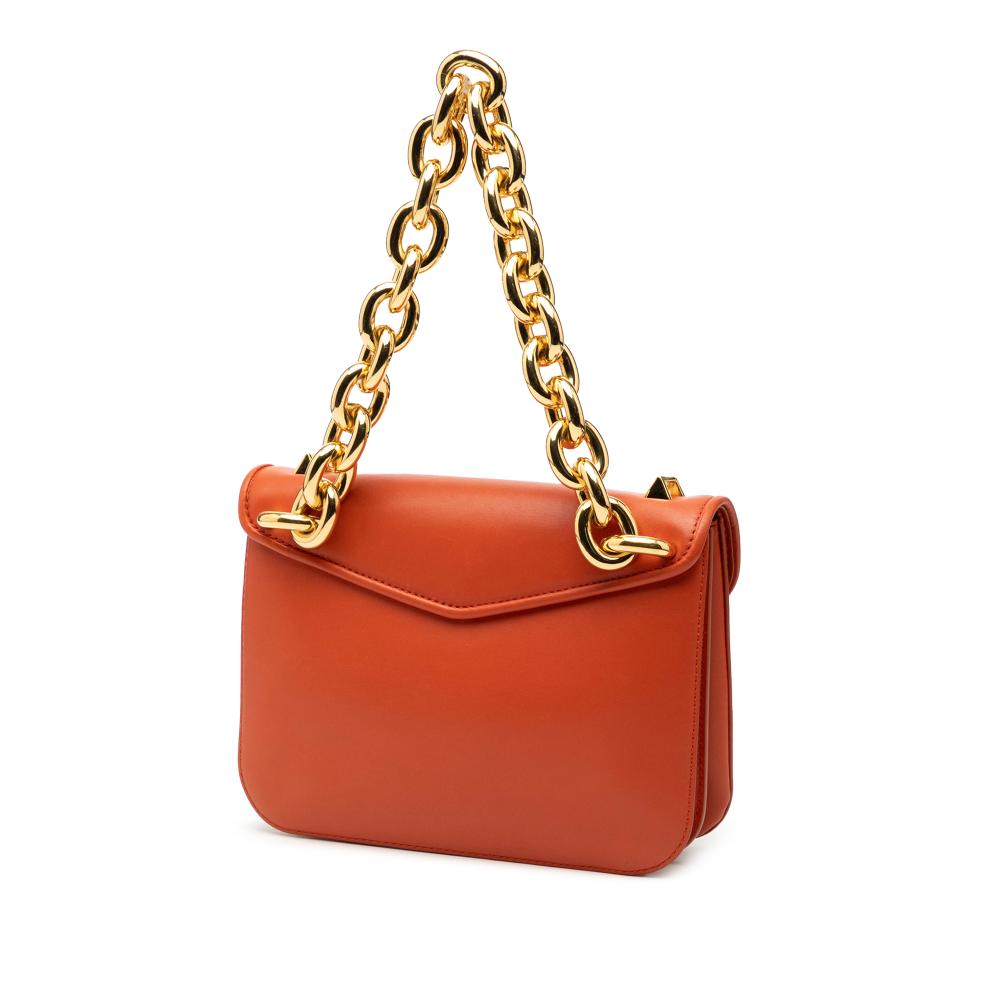 Bottega Veneta B Bottega Veneta Orange Dark Orange Calf Leather Small Mount Envelope Chain Bag Italy