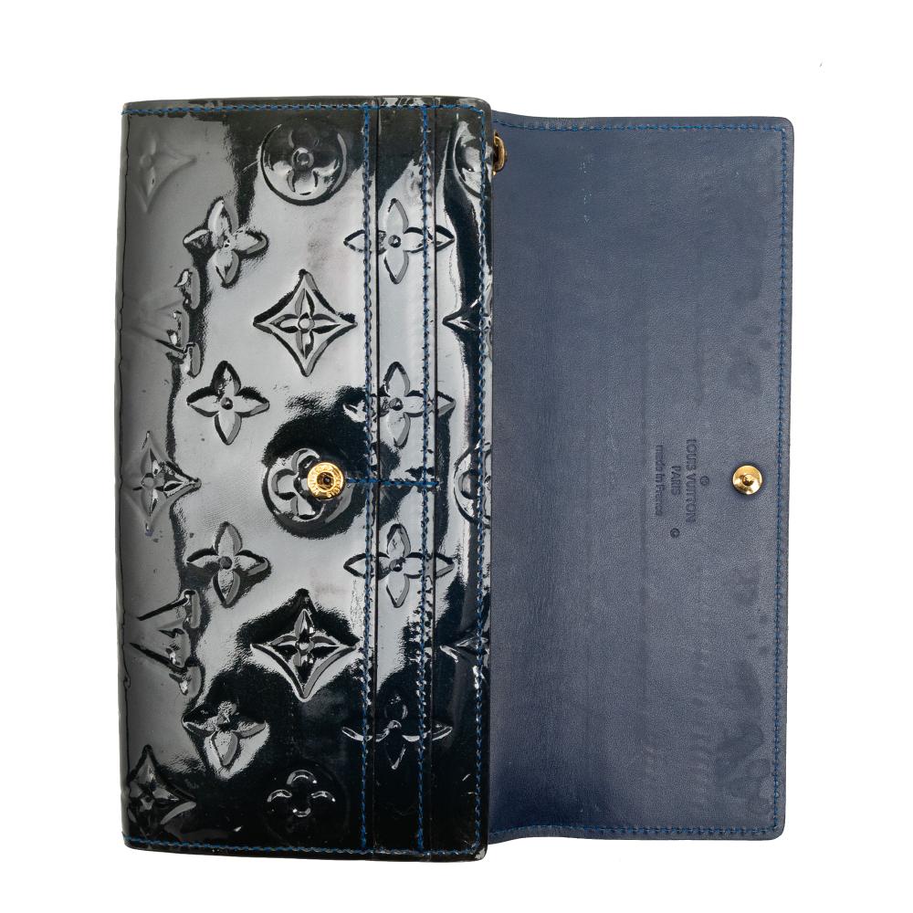 Louis Vuitton B Louis Vuitton Blue Navy Vernis Leather Leather Monogram Vernis Sarah Wallet France