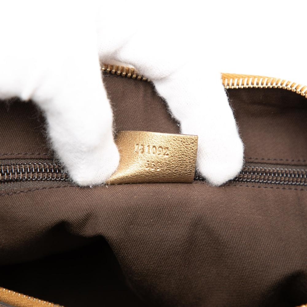 Gucci B Gucci Brown Beige Canvas Fabric GG Web Crossbody Italy