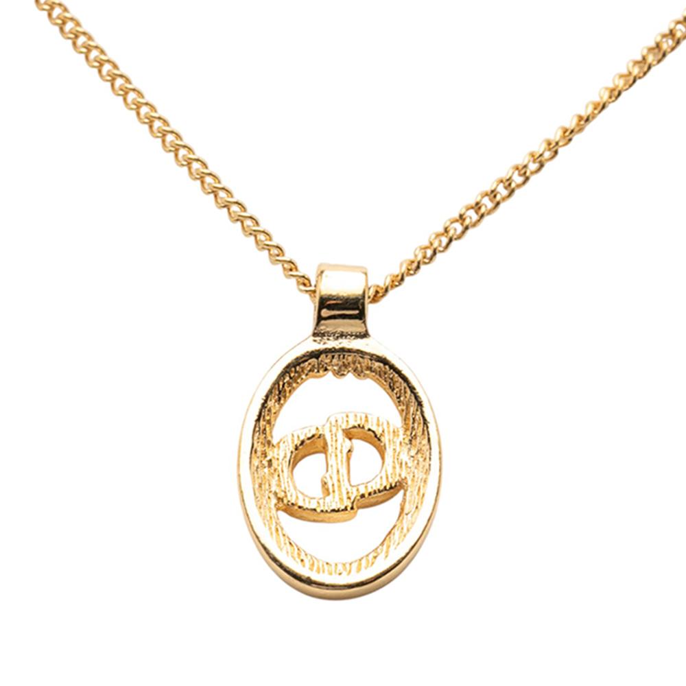 Christian Dior B Dior Gold Gold Plated Metal CD Logo Pendant Necklace France
