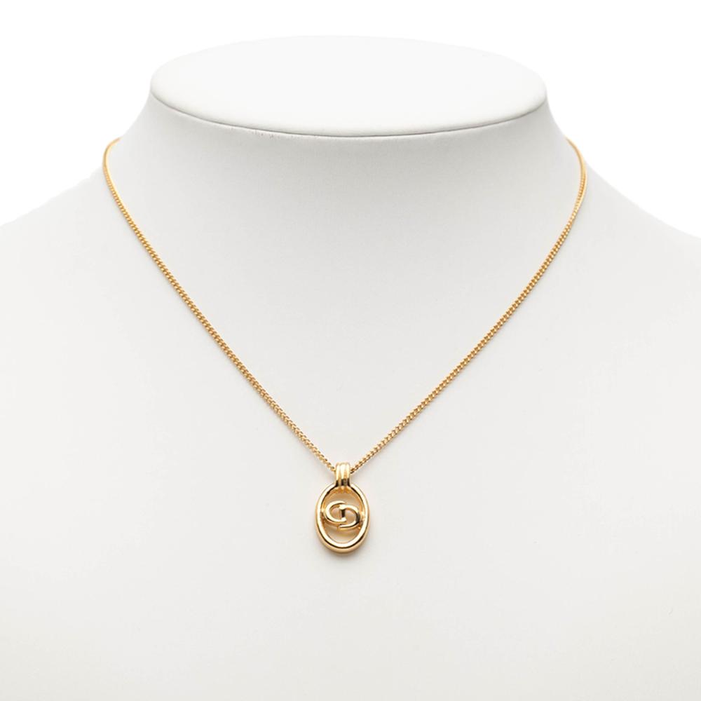 Christian Dior B Dior Gold Gold Plated Metal CD Logo Pendant Necklace France