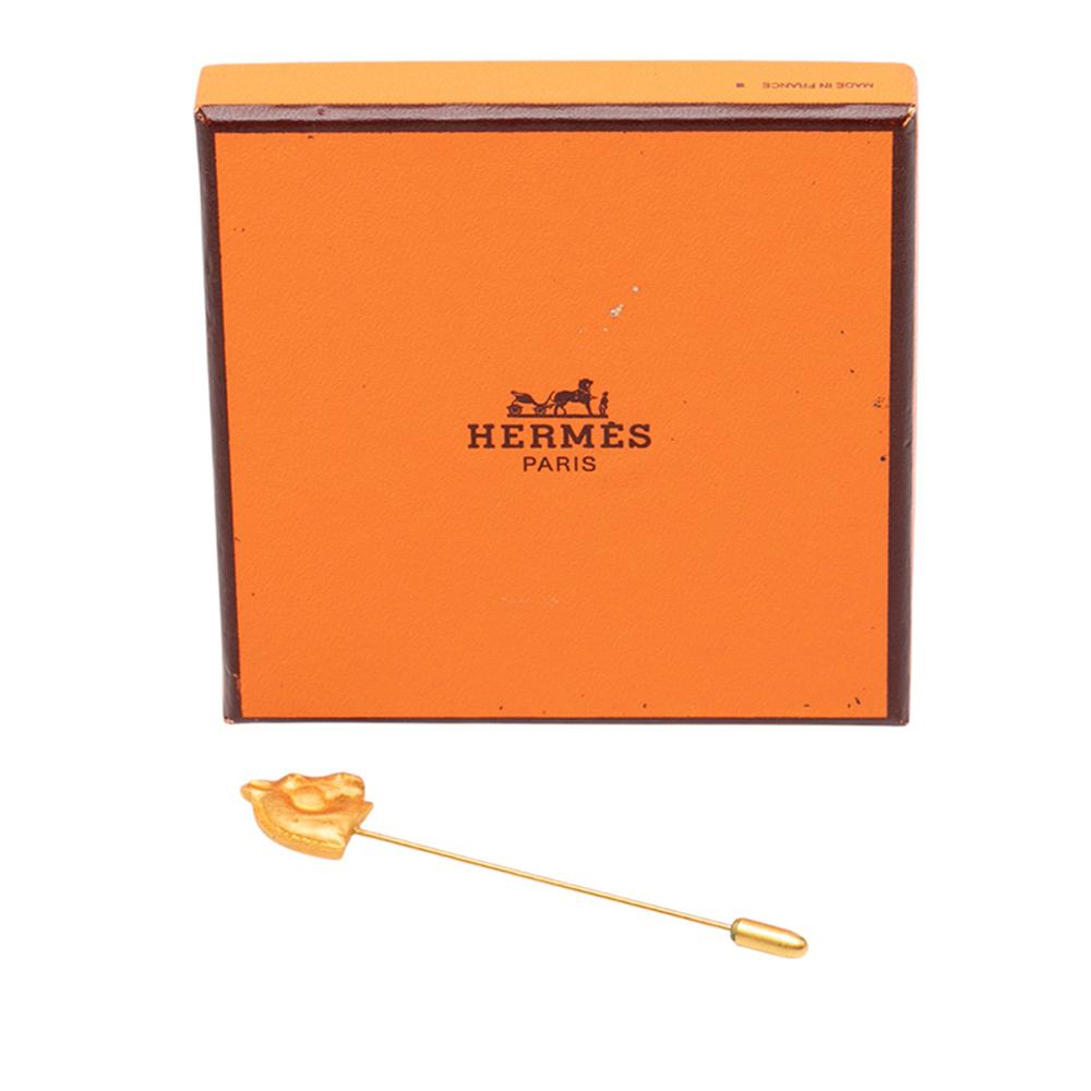 Hermès B Hermès Gold Gold Plated Metal Bijouterie Fantaisie Horse Pin Brooch France