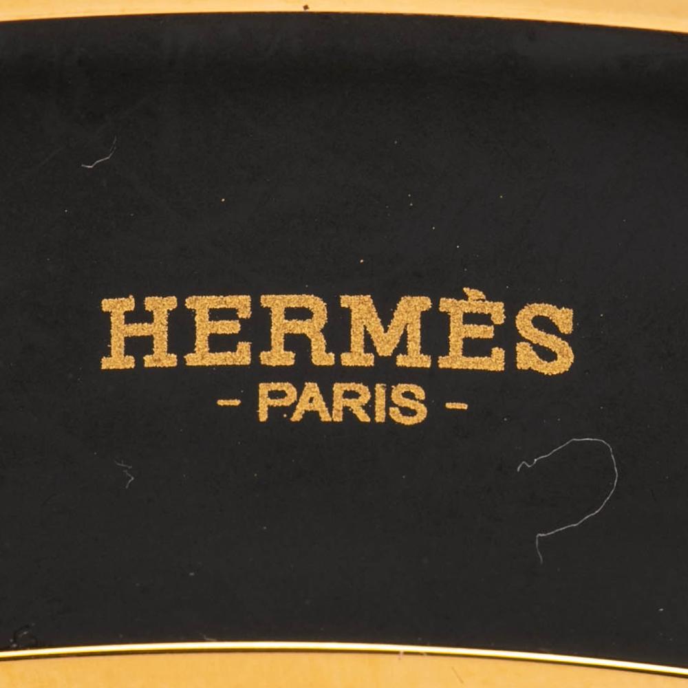 Hermès AB Hermès White with Gold Enamel Other Wide Grand Apparat Bangle France
