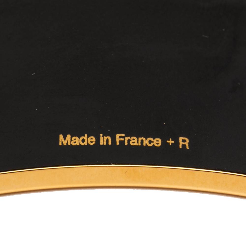 Hermès AB Hermès White with Gold Enamel Other Wide Grand Apparat Bangle France