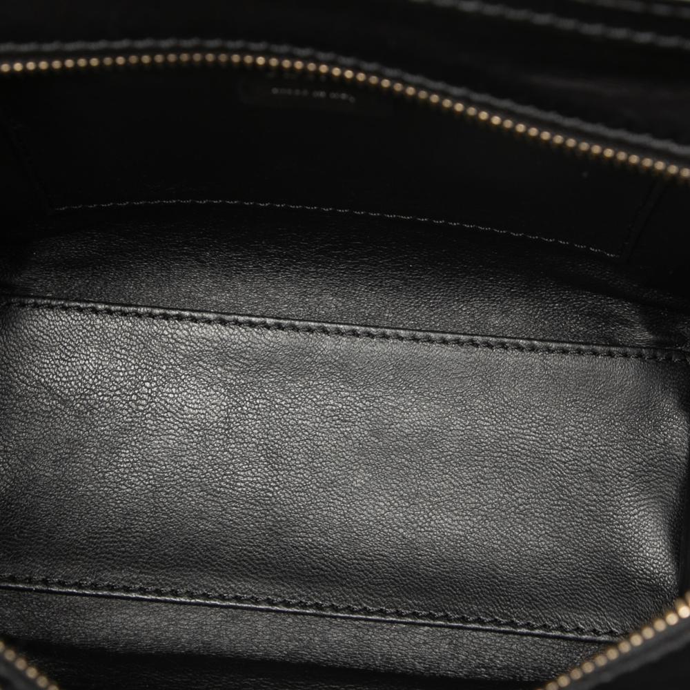 Celine B Celine White with Black Canvas Fabric Nano Bicolor and Leather Luggage Tote Italy