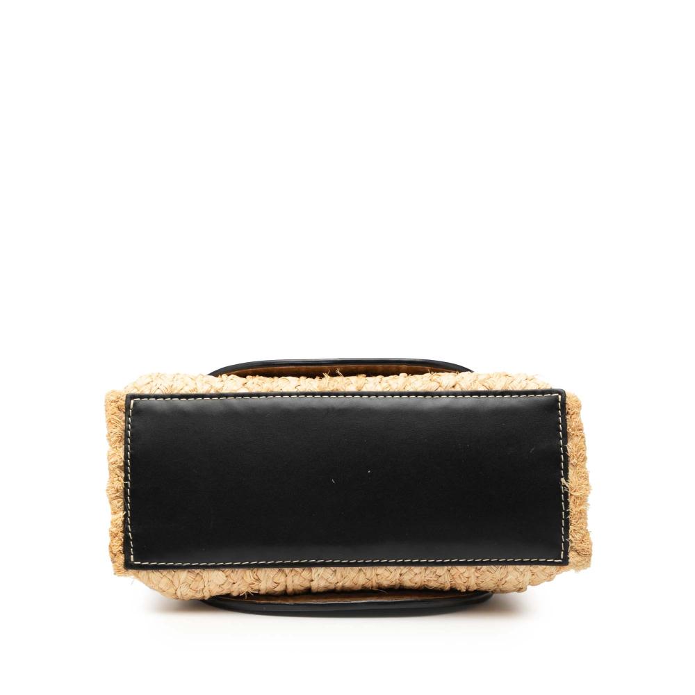 Loewe B LOEWE Brown Beige with Black Raffia Natural Material Small and Leather Gate Top Handle Bag Spain