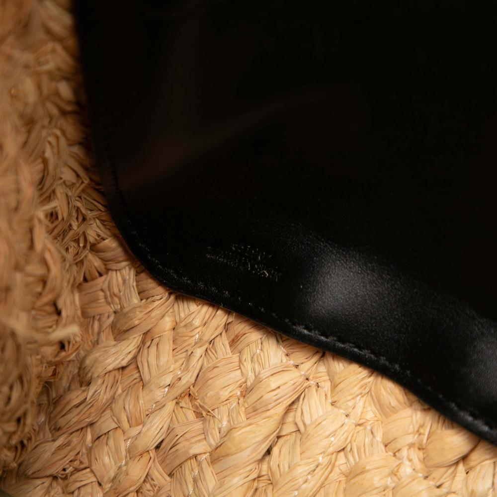 Loewe B LOEWE Brown Beige with Black Raffia Natural Material Small and Leather Gate Top Handle Bag Spain