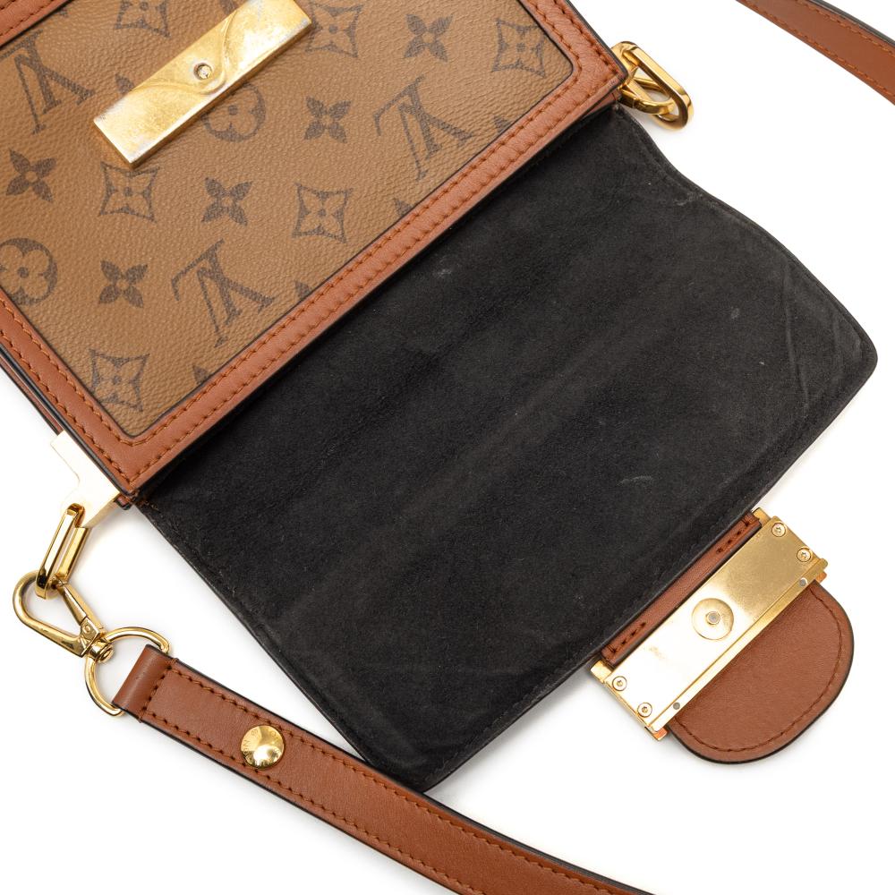 Louis Vuitton B Louis Vuitton Brown Monogram Canvas Fabric Monogram Reverse Mini Dauphine Italy