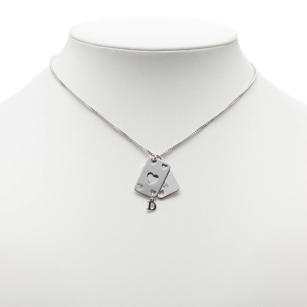 Christian Dior B Dior Silver Silver Metal Logo Plate Cards Pendant Necklace Germany