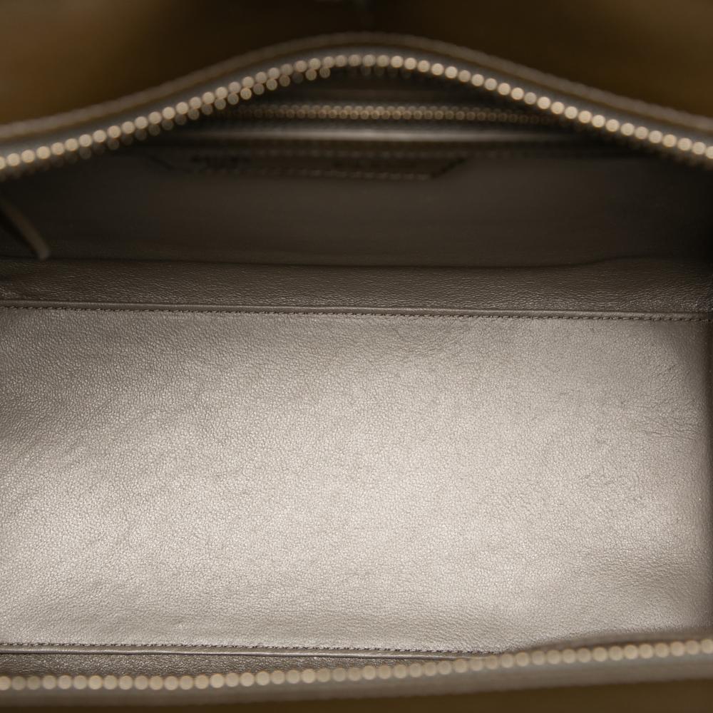 Celine B Celine Yellow with Brown Dark Khaki Calf Leather Micro Tricolor Luggage Tote Italy