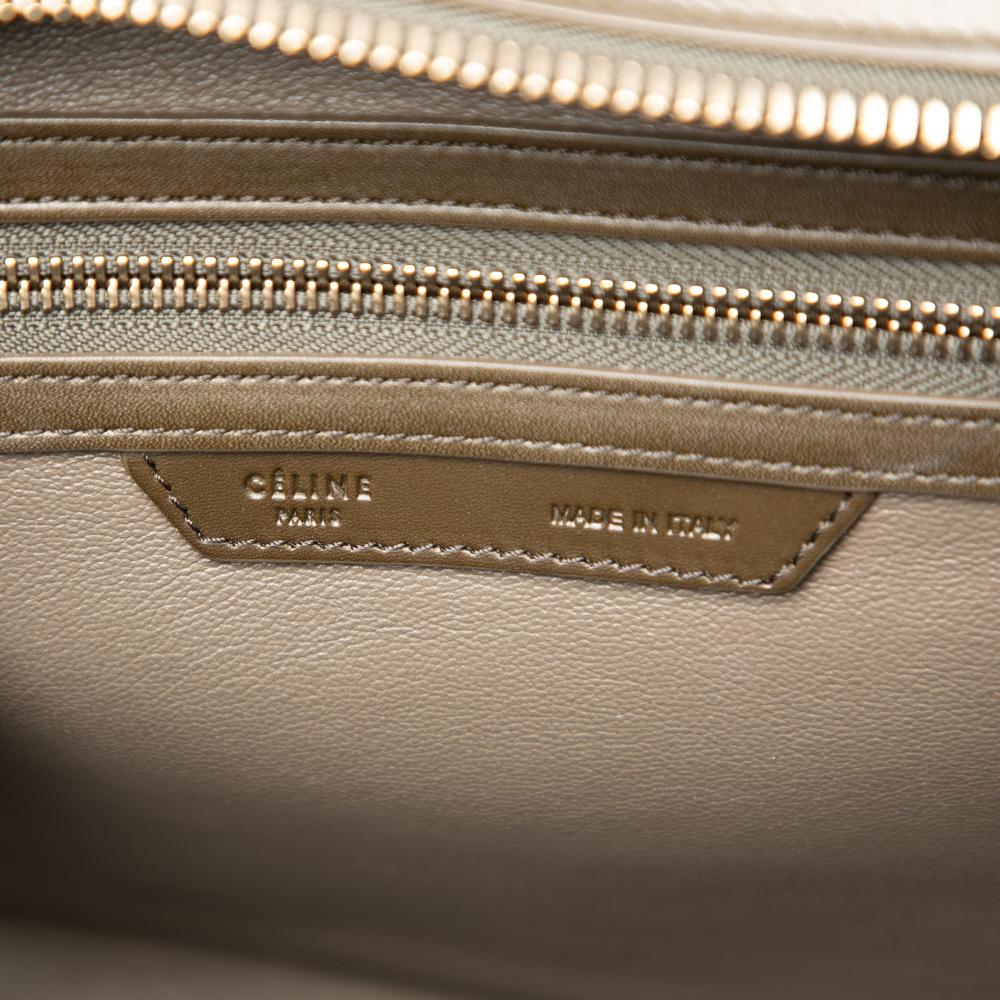 Celine B Celine Yellow with Brown Dark Khaki Calf Leather Micro Tricolor Luggage Tote Italy