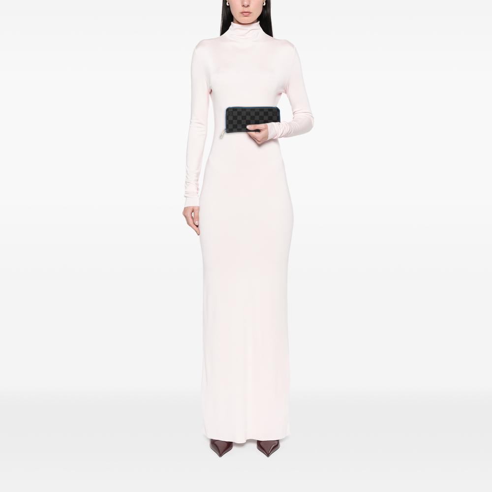 Louis Vuitton B Louis Vuitton Black Damier Canvas Fabric Damier Graphite Vertical Zippy Wallet Spain