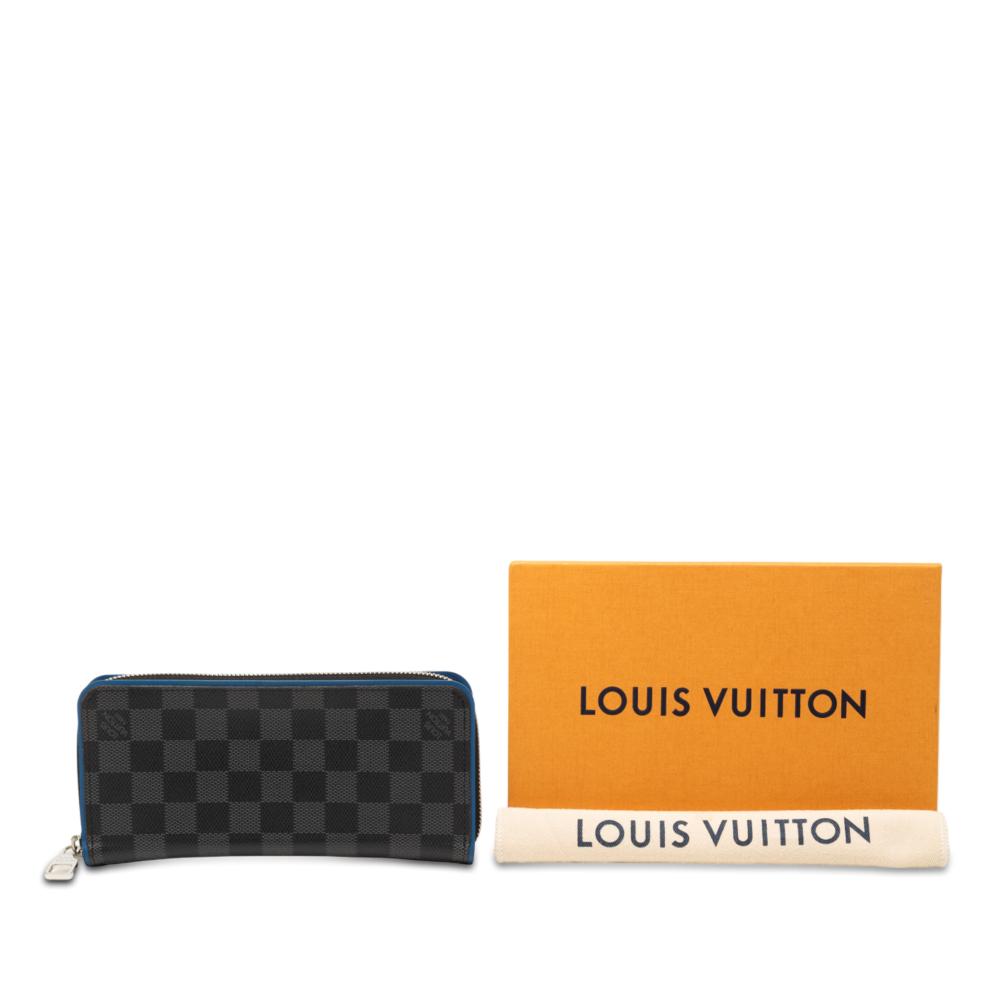 Louis Vuitton B Louis Vuitton Black Damier Canvas Fabric Damier Graphite Vertical Zippy Wallet Spain