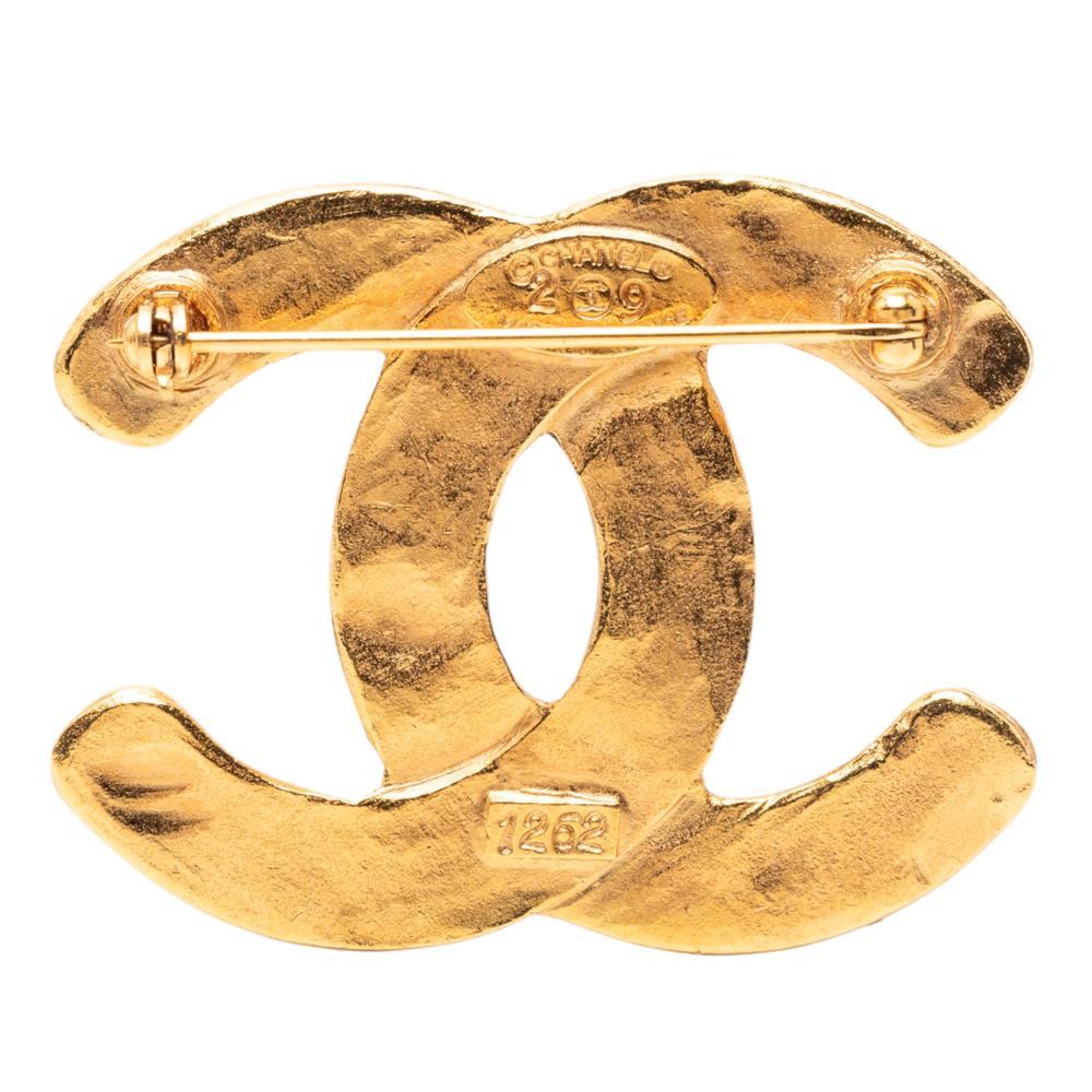 Chanel AB Chanel Gold Gold Plated Metal CC Woven Brooch France