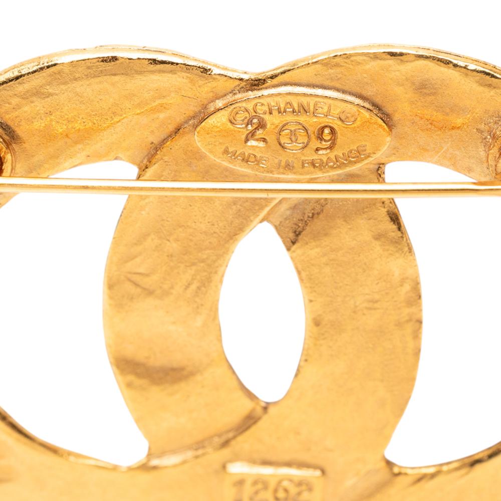 Chanel AB Chanel Gold Gold Plated Metal CC Woven Brooch France