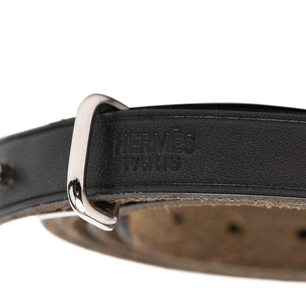 Hermès AB Hermès Black Calf Leather Swift Api II Double Tour Bracelet France