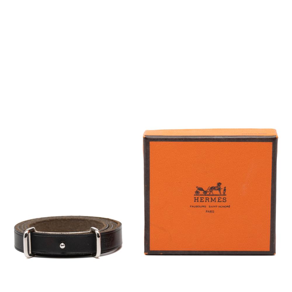 Hermès AB Hermès Black Calf Leather Swift Api II Double Tour Bracelet France