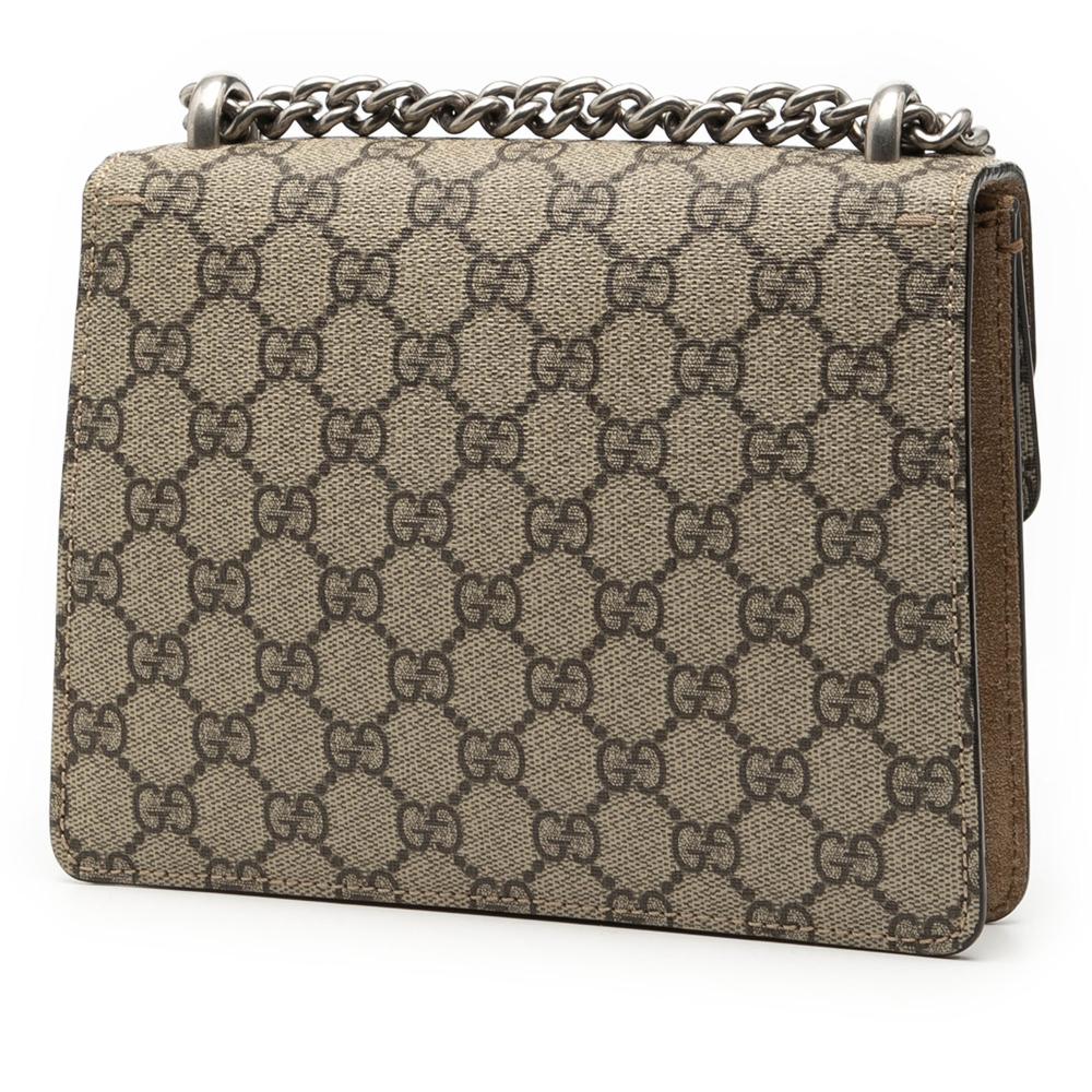 Gucci AB Gucci Brown Beige Coated Canvas Fabric Small GG Supreme Dionysus Crossbody Italy