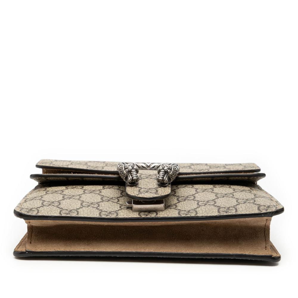Gucci AB Gucci Brown Beige Coated Canvas Fabric Small GG Supreme Dionysus Crossbody Italy