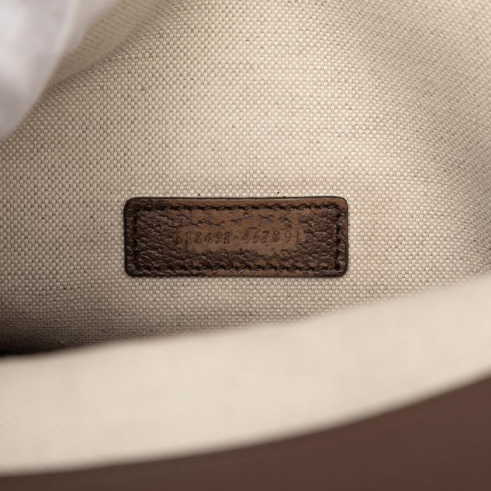 Gucci AB Gucci Brown Beige Coated Canvas Fabric GG Supreme Web Tiger Satchel Italy