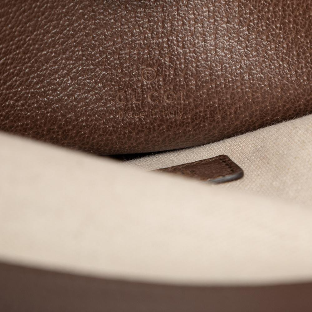 Gucci AB Gucci Brown Beige Coated Canvas Fabric GG Supreme Web Tiger Satchel Italy