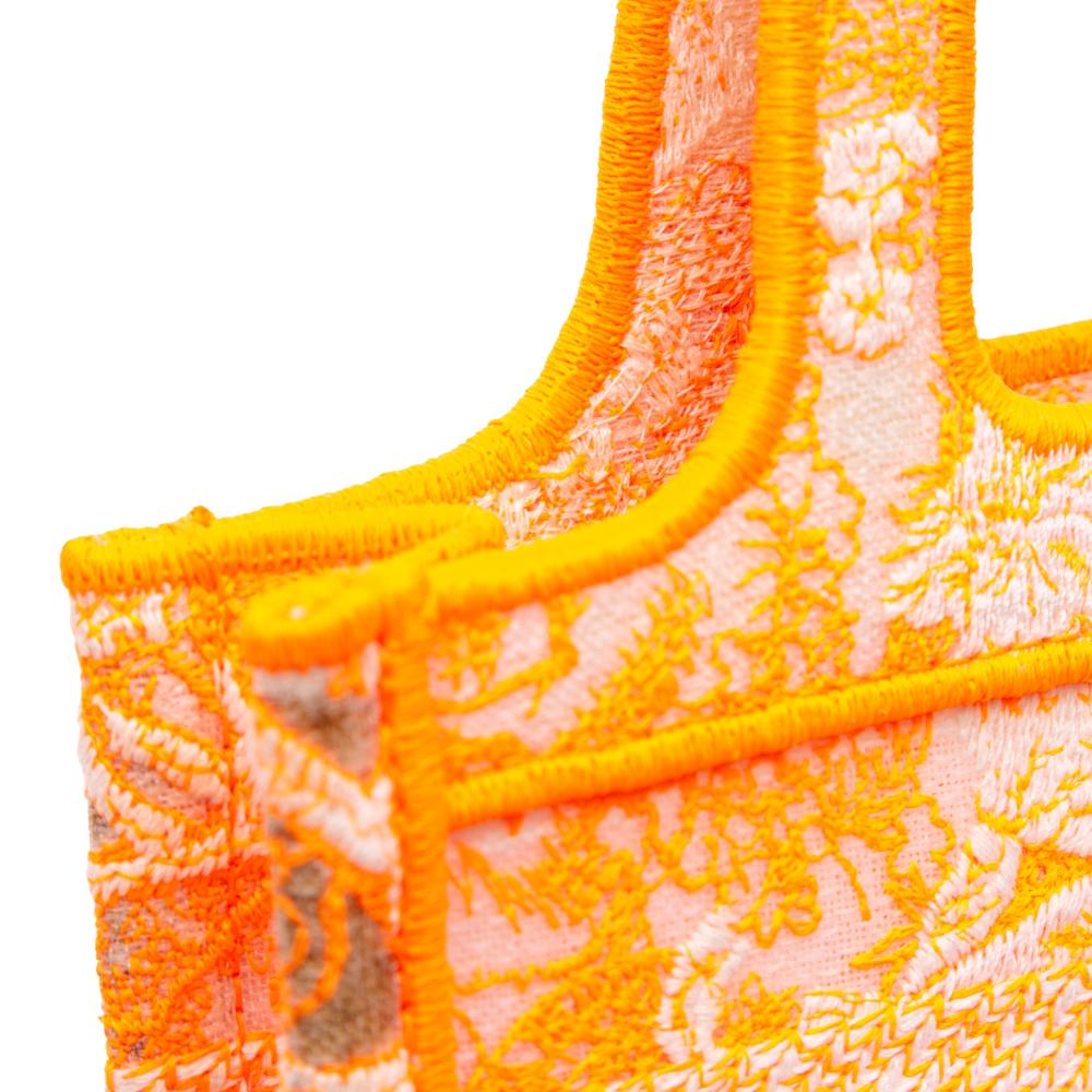 Christian Dior AB Dior Orange Canvas Fabric Mini Embroidered Dioriviera Toile De Jouy Book Tote Italy