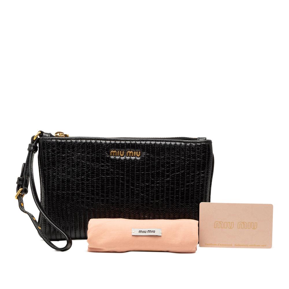 Miu Miu AB Miu Miu Black Lambskin Leather Leather Matelasse Lambskin Clutch Turkey