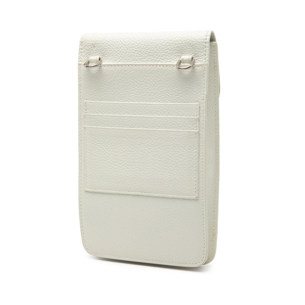 Balenciaga B Balenciaga White Calf Leather Cash Phone and Card Holder Italy