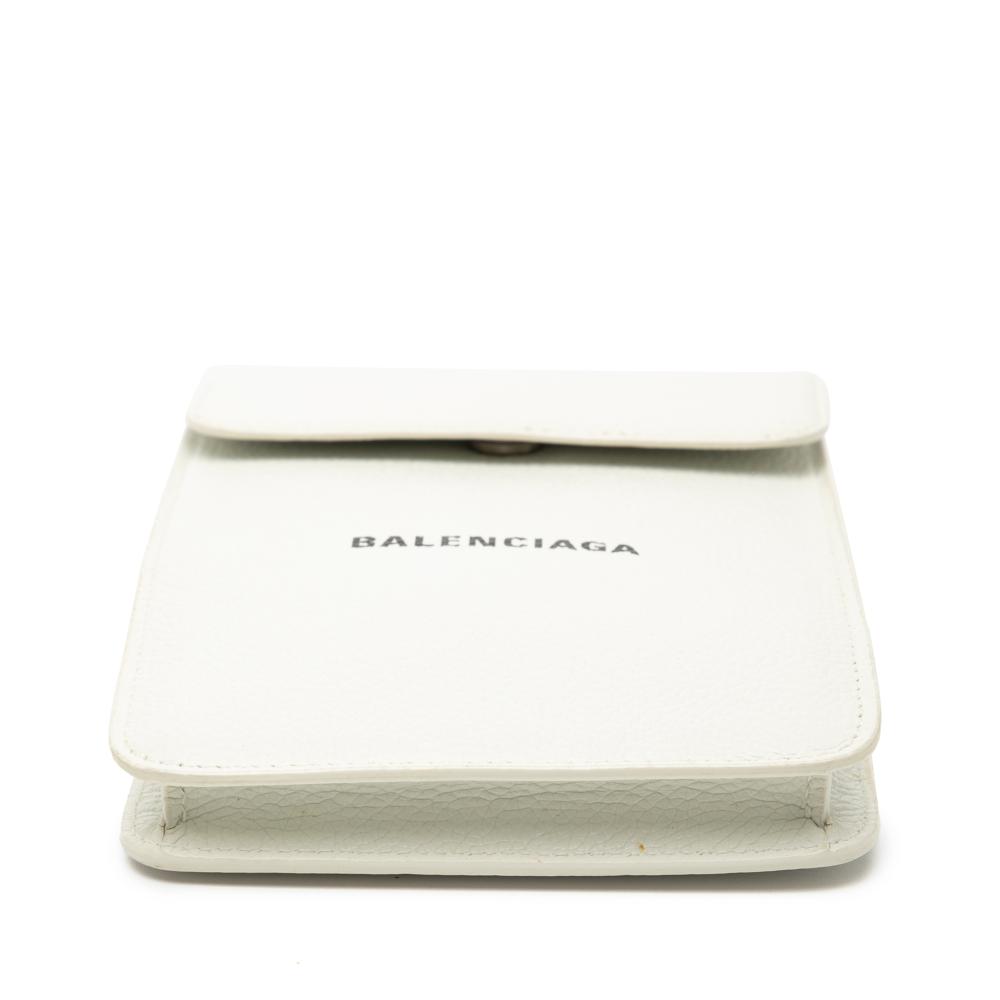 Balenciaga B Balenciaga White Calf Leather Cash Phone and Card Holder Italy