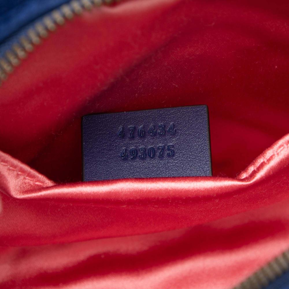 Gucci AB Gucci Blue Velvet Fabric GG Marmont Matelasse Belt Bag Italy