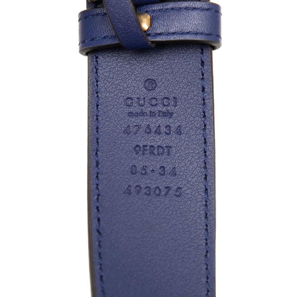 Gucci AB Gucci Blue Velvet Fabric GG Marmont Matelasse Belt Bag Italy