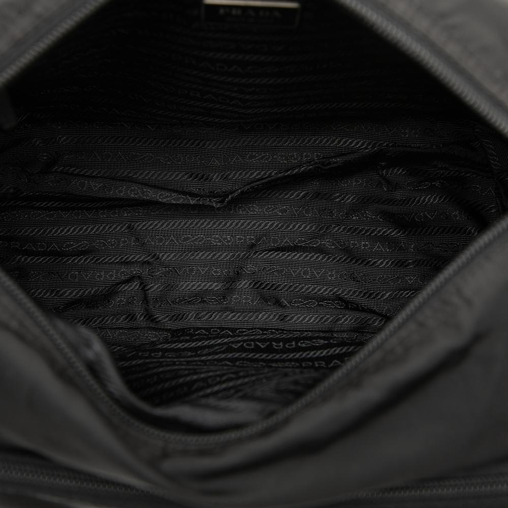 Prada B Prada Black Nylon Fabric Tessuto Zip Double Buckle Messenger Bag Italy