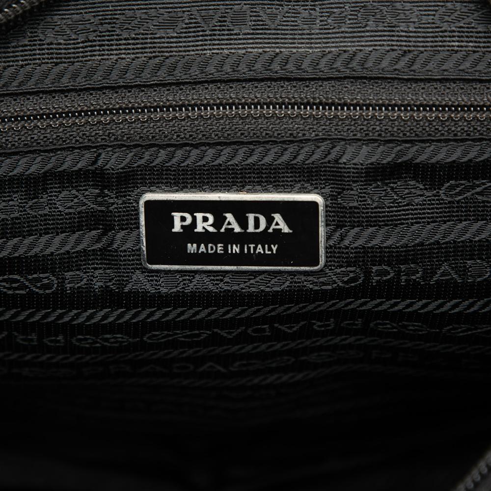 Prada B Prada Black Nylon Fabric Tessuto Zip Double Buckle Messenger Bag Italy
