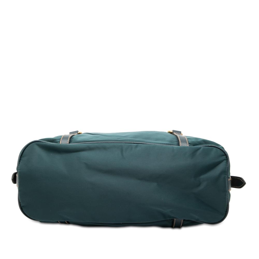 Prada AB Prada Blue Peacock Nylon Fabric Saffiano Trimmed Tessuto Logo Satchel Turkey