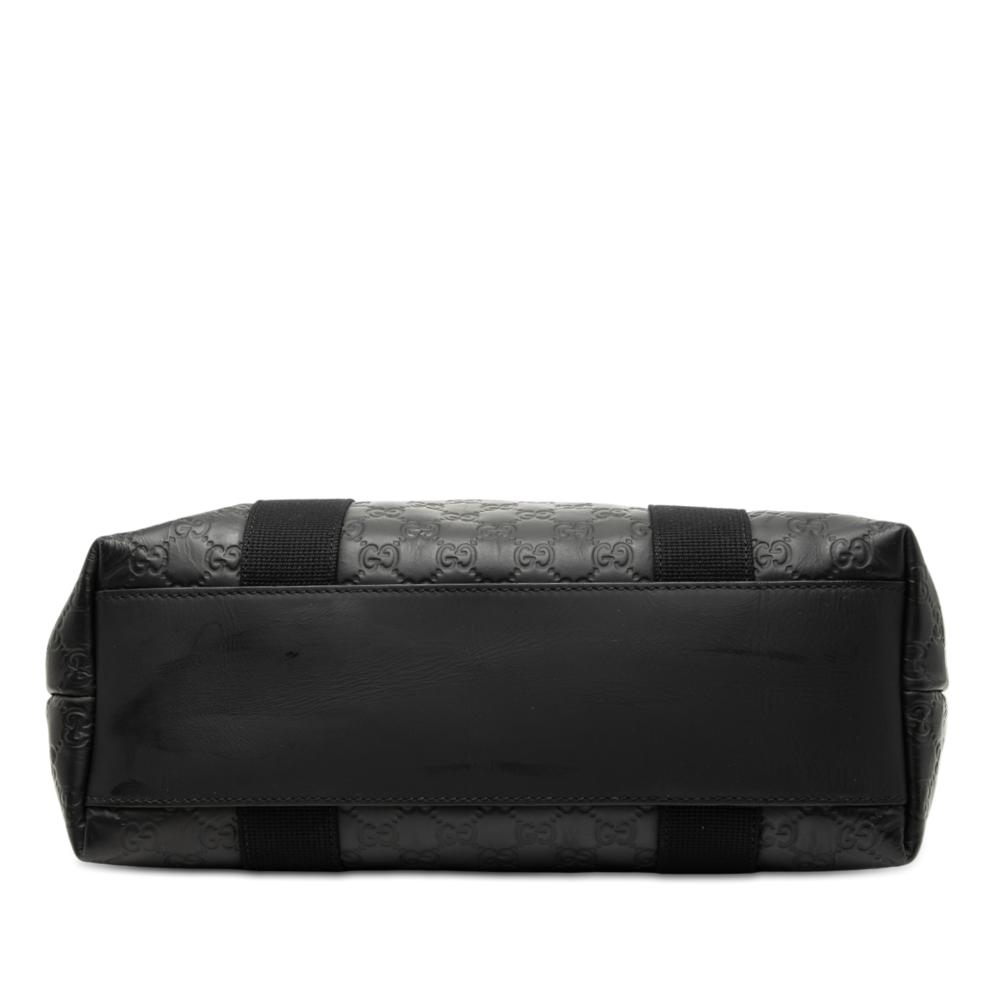 Gucci B Gucci Black Calf Leather Guccissima Web Tote Italy