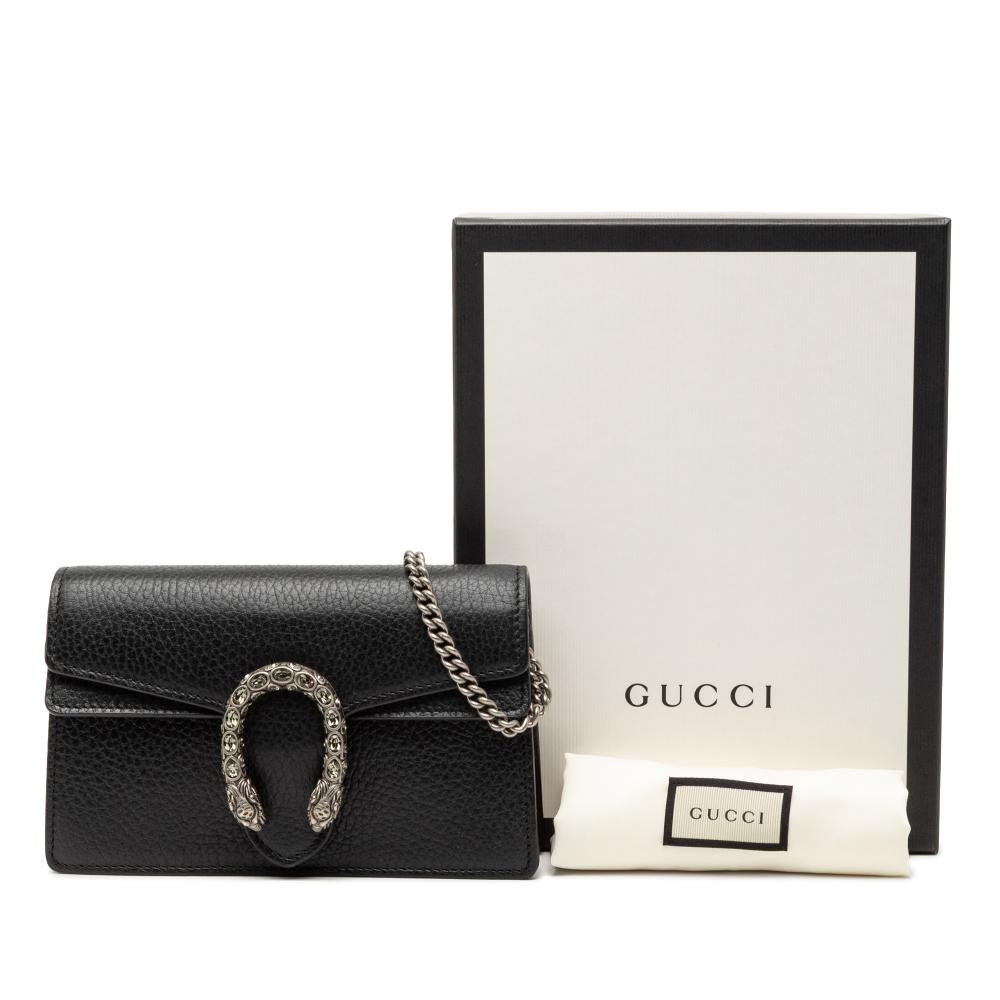 Gucci AB Gucci Black Calf Leather Mini Dionysus Crossbody Italy