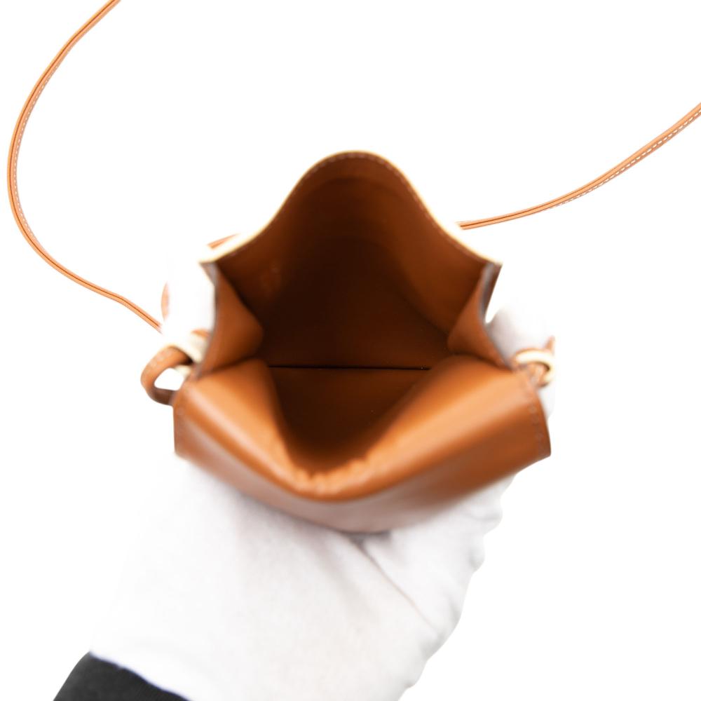 Celine AB Celine White with Brown Coated Canvas Fabric Triomphe Phone Pouch Flap Crossbody Italy