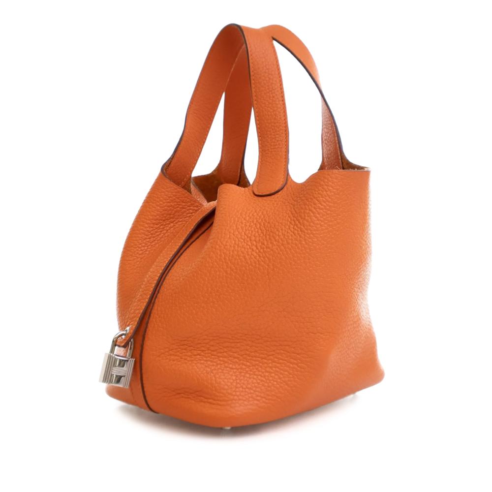 Hermès AB Hermès Orange Calf Leather Clemence Picotin Lock 18 France