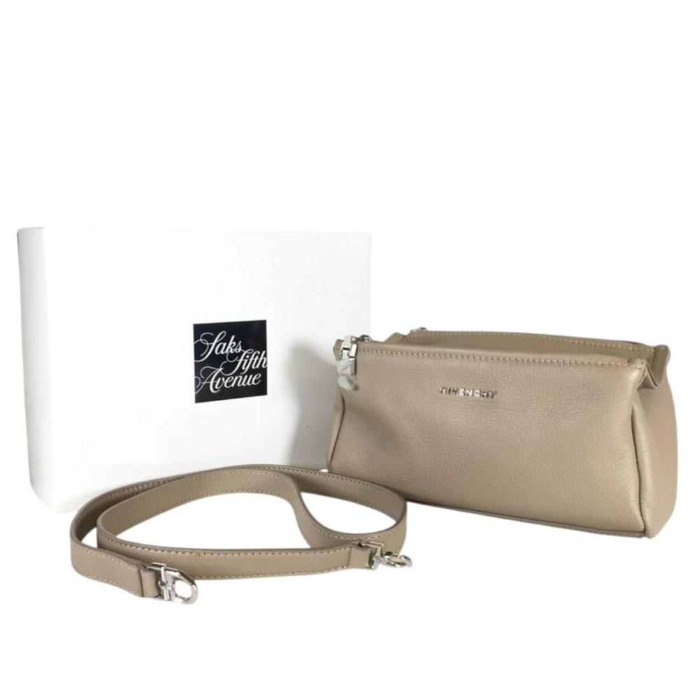 Givenchy AB Givenchy Brown Beige Goatskin Leather Mini Pandora Box Crossbody France