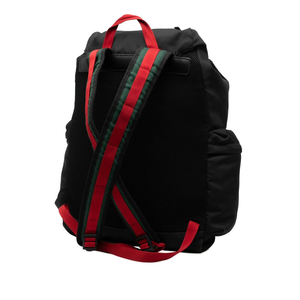 Gucci B Gucci Black Canvas Fabric Techno Animalier Web Backpack Italy